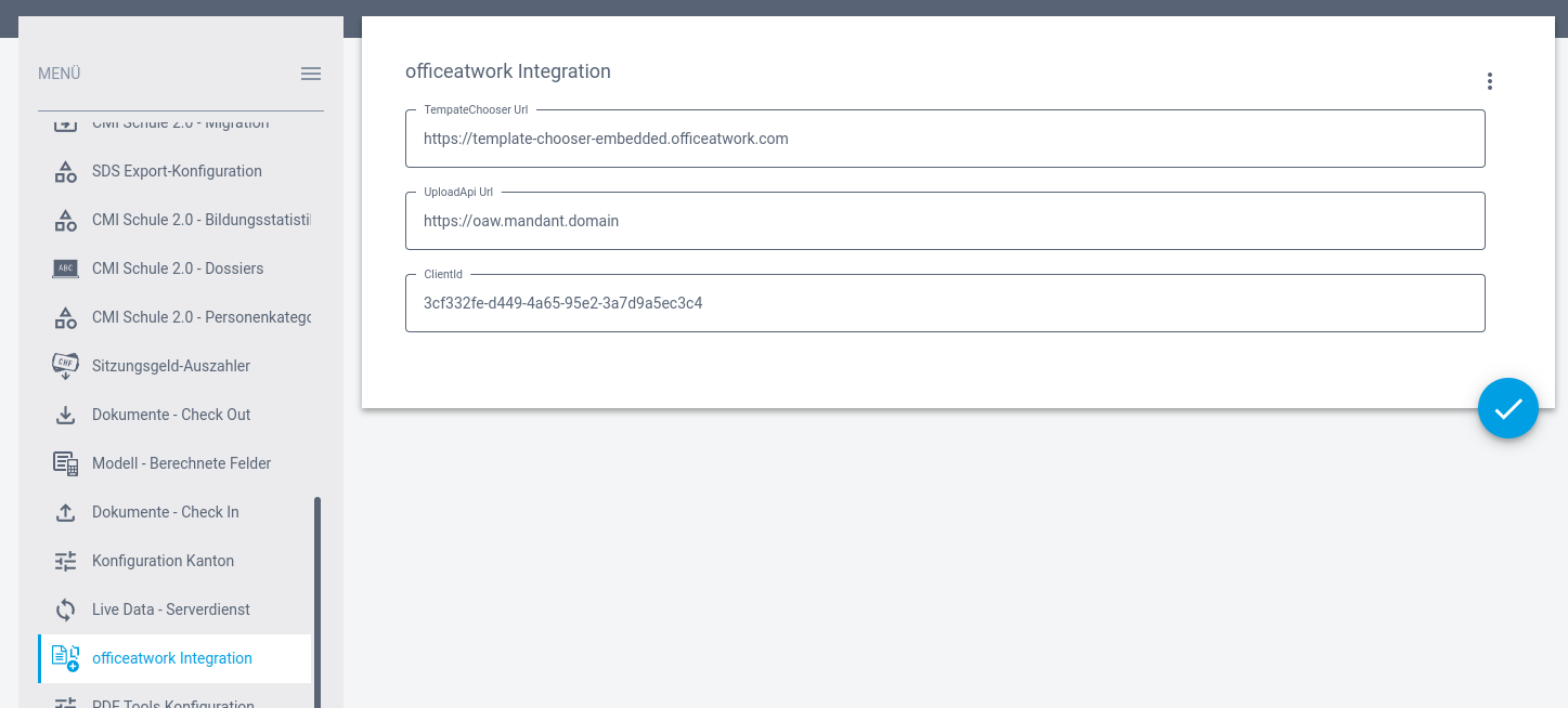 Konfiguration officeatwork CMI Docintegration TemplateManager