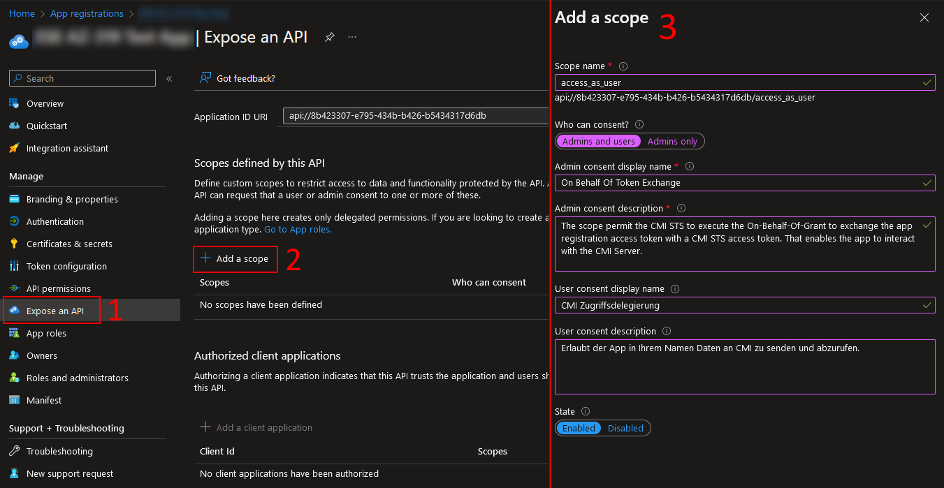 Anlegen eines Scopes im Azure AD Portal