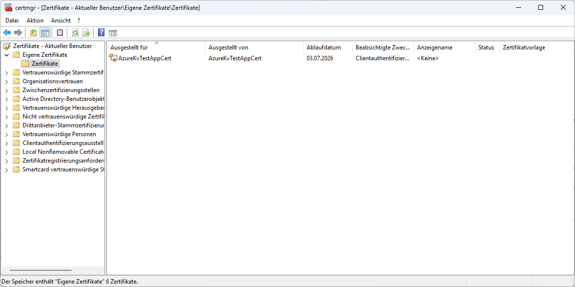 Zertifikat installieren