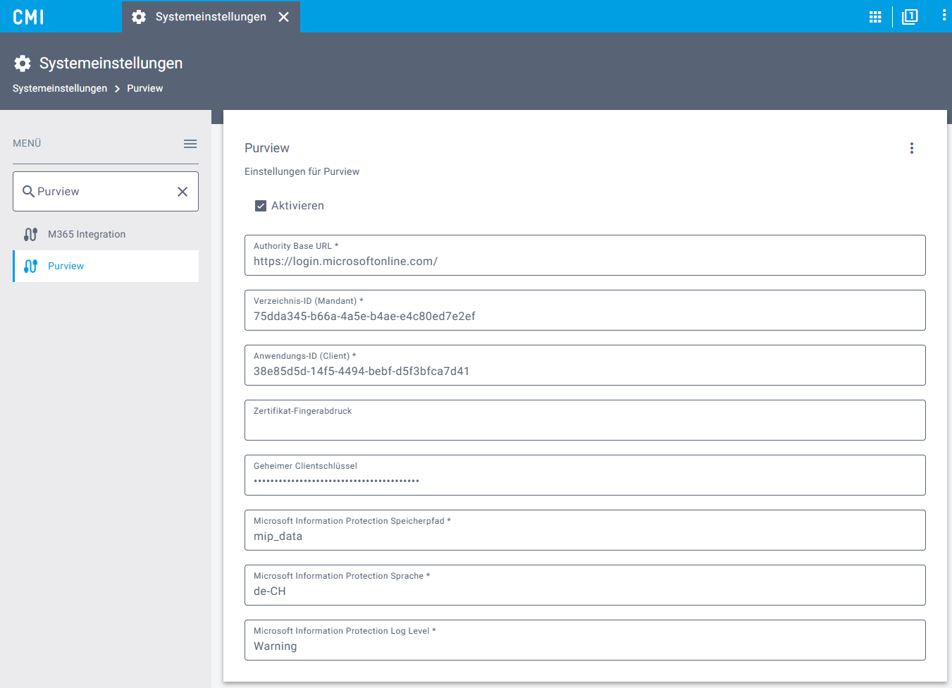 Microsoft Graph API Konfiguration