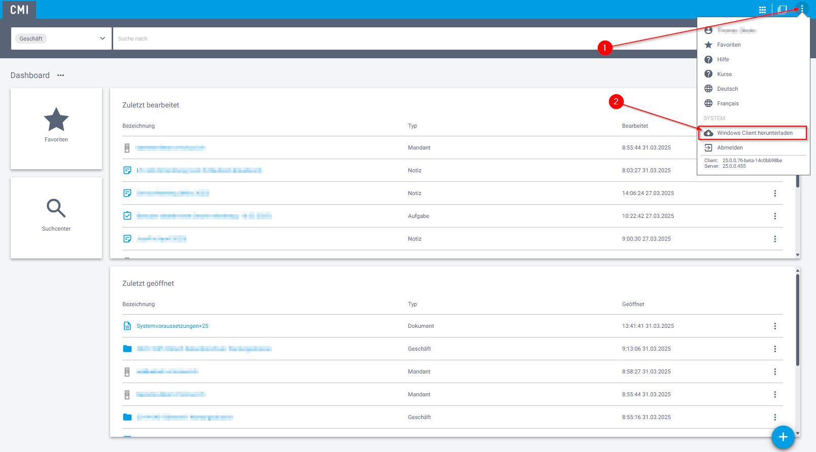 Desktop-Client Installation aus dem Webclient