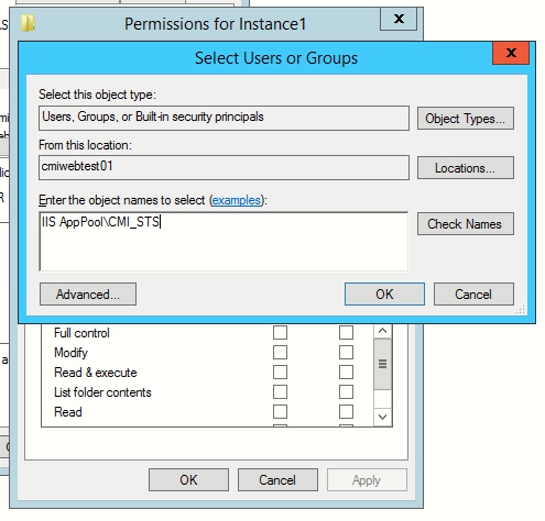 Grant the application pool user